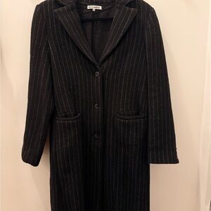 Reformation Wayne Black Pinstripe Women's Coat Small